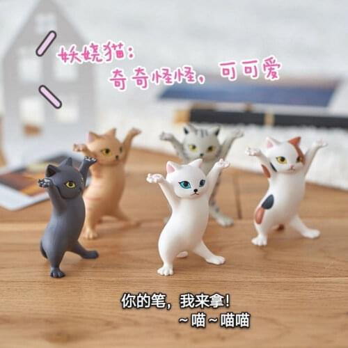 DIY Funny desk decorations accessories EDC Kawaii cartoon kitty pen holder Little cat Holding up jewelry ADHD Desktop Toys