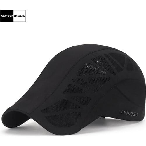NORTHWOOD Solid Mens Summer Cap With Mesh Berets Breathable Outdoor Womens Hat Fast Dry Adjustable Size Gorras Planas