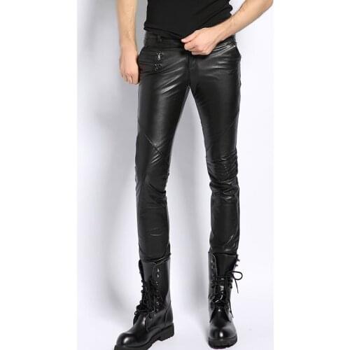 Genuine Leather Pants Men Real Cowhide Motorcycle Biker Male Trousers Spring Autumn Casual New Fashion Punk Brand Mens Pants