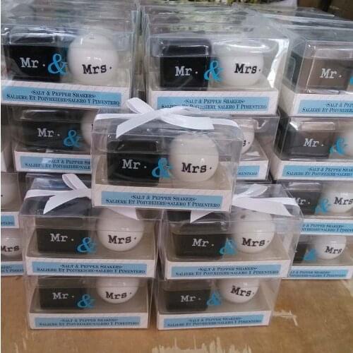 Fast shipping 100pcs(50sets)Wedding Favors Mr&Mrs Ceramic Pepper Shakers