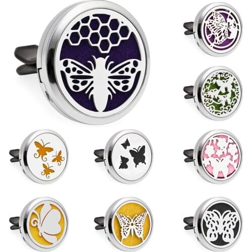 Butterfly Essential Oil Perfume Car Diffuser 30mm Magnetic Open Locket 10pcs Pads Free