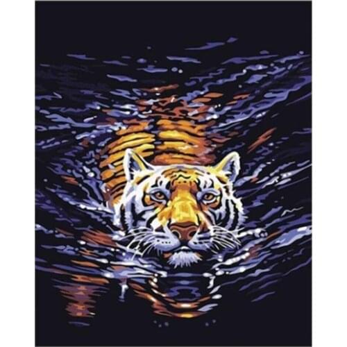 DIY Diamond Painting animal swimming tiger full diamond Embroidery water tiger diamond mosaic tiger Cross Stitch home decor