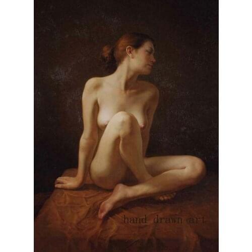 Artist high quality hand-painted canvas: charming body art sexy female model. Customized photos and oil painting