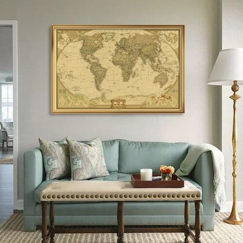 72*48 cm The World Map Decorative Painting Vintage Kraft Paper Poster Wall Art Picture Wall Chart Living Room Home Decor