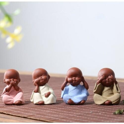 Ceramic Small Buddha Statue Ornaments Monk Figurine Home Crafts Decor Succulents Flower Pot Monk Sculptures Tea Ceremony 14