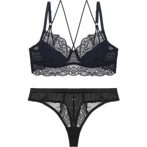 Womens underwear sexy bra set ultra-thin floral lace unlined beauty back bra thong big red sets