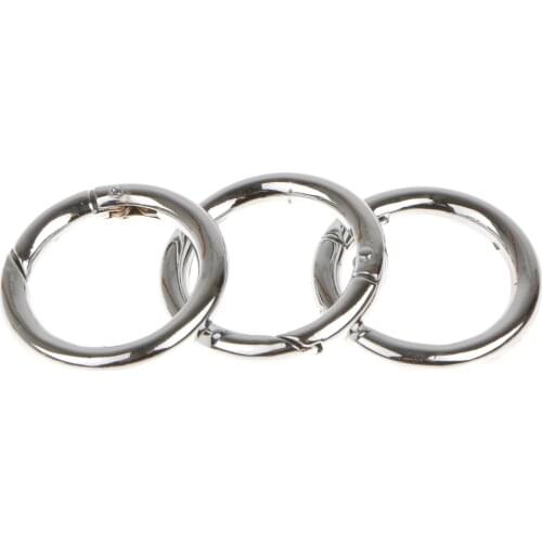 3x Retro Round Carabina Hook Snap Spring Keyring Clip Locking Buckle Silver