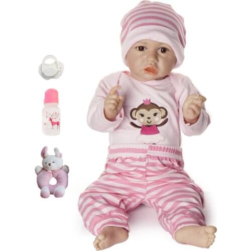 23'' 58CM Lovely Bebe Reborn Baby Dolls soft Vinyl So Truly Like Alive Doll In Brazil Toddler bebe Toy Birthday Gifts