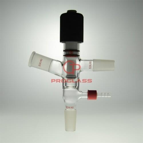 Laboratory Improved Glass Vacuum Cut Off Adapter with Joints 24/40 and GL14,75