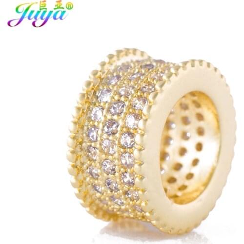 12mm Metal Spacer Beads Wholesale Micro Pave Zircon Big Hole Charm Beads For Women Men Natural Stones Beadwork Jewelry Making