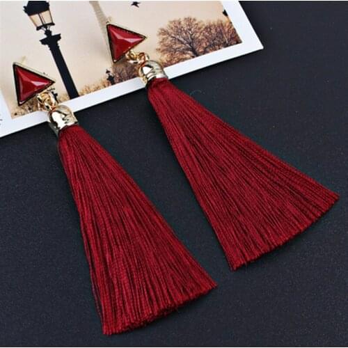 Fashion temperament Bohemian geometric triangle tassel long earrings earrings explosion ear jewelry FC0043