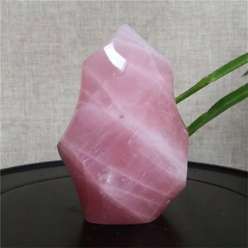 MOKAGY 0.9KG-1KG Hand Carved Natural Rose Quartz Crystal Flame Point Ornaments 1pc