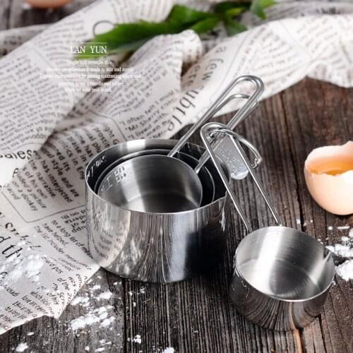 Stainless Steel Measuring Cups Kitchen Measuring Spoon Baking Tea Coffee Kitchen Accessories Cookware 60/80/120/240ml 4pcs/set