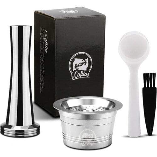 Stainless steel Refillable Coffee Capsule Pod Filter Dripper Tamper Compatible with cafissimo Coffee Machine