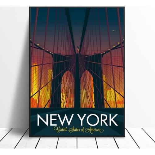 New York Travel Canvas Print Wall Art Poster Picture Modern Minimalist Bedroom Living Room Decoration No Frame