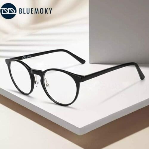 BLUEMOKY Acetate Anti Blue Light Glasses Frame Women Men Full Frame Round Goggles Eyewear Spectacles Gaming Computer Glasses