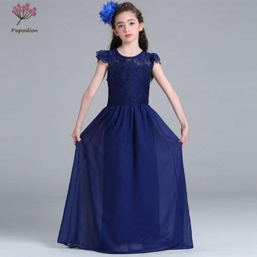 Popodion summer children lace flower girl dresses prom dresses long party dresses prom dress FGD10086