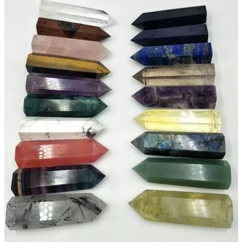 Natural stones minerals crystals wicca rose quartz amethyst labradorite decoration meditation chakra healing crystal column