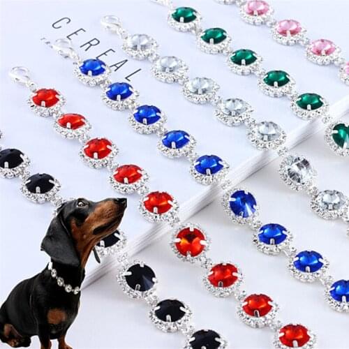 Luxurious Crystal Dog Collar Pet Jewelry Sparkling Necklace For Party Gift Seven Color Available