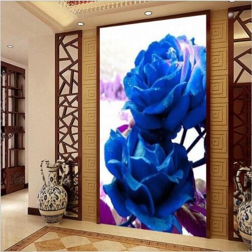 Needlework,DIY Cross stitch,embroidery kit set,blue rose floral flower print pattern Cross-Stitch handwork painting gift