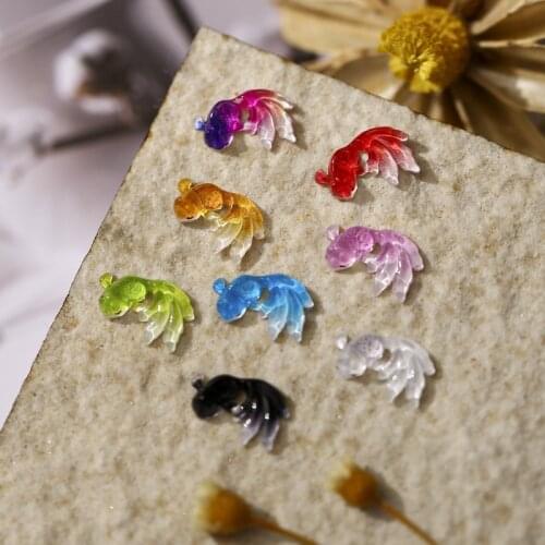 50Pc Colorful Fish Nail 3D Charms Cute Jelly Fish Resin Gems For UV Gel Manicure Sweet Animal Pendant Jewelry Nail Supplies