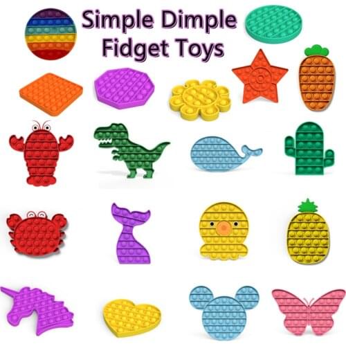 Silicone Simple Dimple Fidget Toys Pack Kit Set Antistress Push Bubble Autism Anti-stress Relief Squeeze Toy for Adult Kids