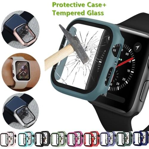 Glass+Cover For Apple watch Series 5 3 4 6 SE bumper+Screen Protector Apple Watch Case 44mm 40mm iWatch 42mm 38mm Accessorie