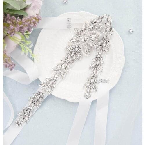 TRiXY S410 Luxury Rhinestones Sash Wedding Belt Sparkle Diamond Crystal Bridal Belt For Wedding Gown Wedding Decoration Girdles