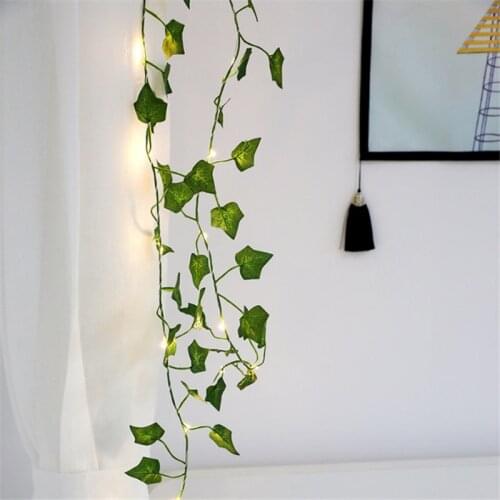 2M Artificial Plants Led String Light Creeper Green Leaf Ivy Vine For Home Wedding Decor Lamp DIY Hanging Garden Yard Lighting