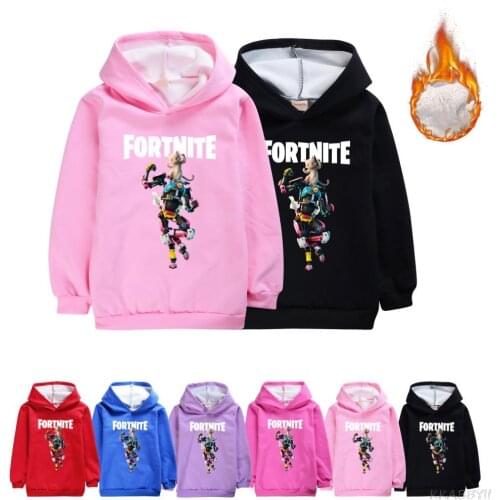 Fortnites Boys and girls fall/winter hoodie outfit set with warm solid tracksuit tops
