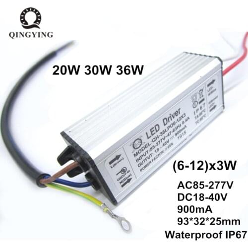 20W 30W 40W Waterproof IP67 LED Driver 6-12x3w Lamp Power Supply 900mA DC6-12V Aluminum Case Lighting Transformers