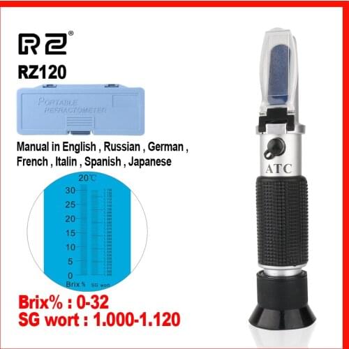 RZ High quality Genuine Refractometer Beer Brix Wort Sugar Alcohol Specific Gravity Handheld Tool Hydrometer Refractometer