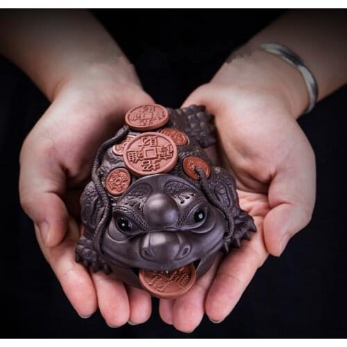 NEW Purple Clay Tea Pet Handmade Lucky Rich Frog Figurine Teaware Ceremony Accessories Creative Home Table Decoration Ornament