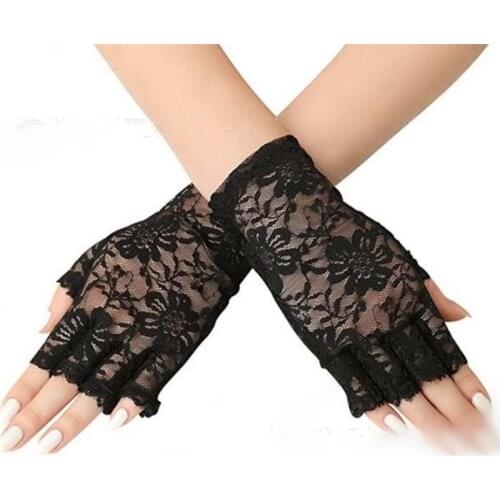 1 Pair Hot Girl Women Goth Party Sexy Dressy Lace Gloves Mittens Fingerless Thin Club Prom Party Dancing Dress Bridal Mesh Glove
