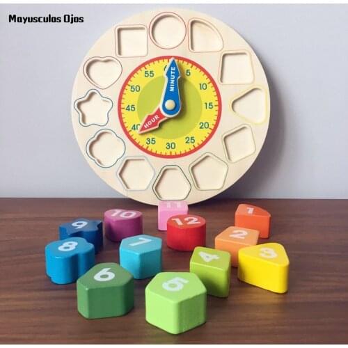 1PC Wooden Digital Shape Matching Toy Digital Clock Zodiac Bead Early Education Children Educational Toy