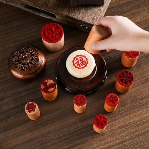 1PC Wooden Moon Cake Seal Pastry Stamp 2.5cm DIY Mooncake Baking Mould Pastry Cake Decoration Kitchen Bakery Utensils