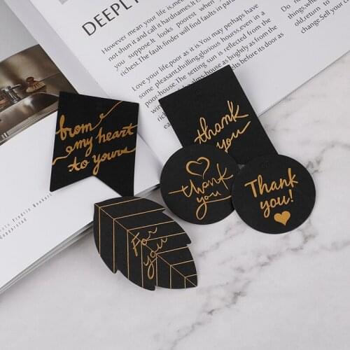10pcs Gold Stamping Thank You Paper Gift Tags White Black Paper Hang Tag Label for Gift Box Party Birthday Decor