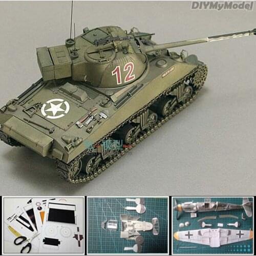 3D Papercraft Toy 1:25 scale World War II US M4A4 Sherman Vc Firefly Tank Paper Model Military vehicle Collections for adults
