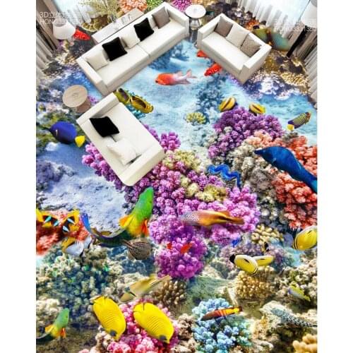 3d floor art 3D sea underwater world Waterproof floor mural painting self-adhesive Modern Custom 3D floor mural