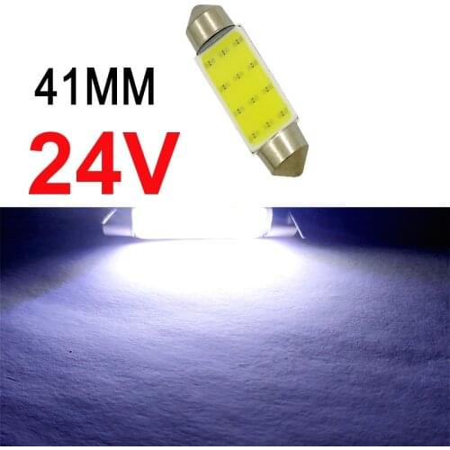 50Pcs White Festoon LED COB Bulbs 41mm Car Bulb For Auto Dome Map Reading License Plate Lights 24V