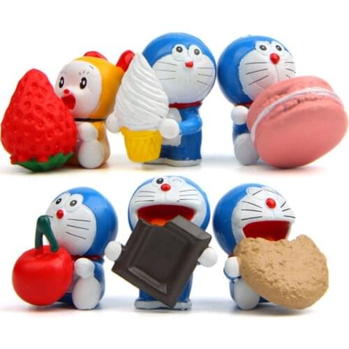 6PCS/Set Dessert Series Creative Garden Landscape Dorami Doraemonn Robot Cat Mini Action Figures Decoration Toys Christmas Gifts