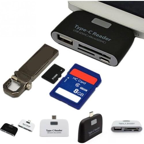 ABS 3 in1 USB 3.1 Type-C USB TF SD OTG Universal Memory Card Reader Adapter Design For Macbook Phone Tablet Memory Card Reader