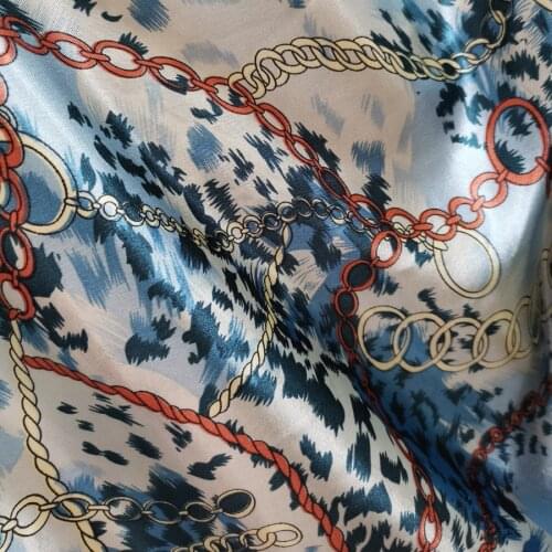 Satin Fabric Chain Leopard Print Ribbon Material Glossy Charmeuse Polyester Tilda Scarf