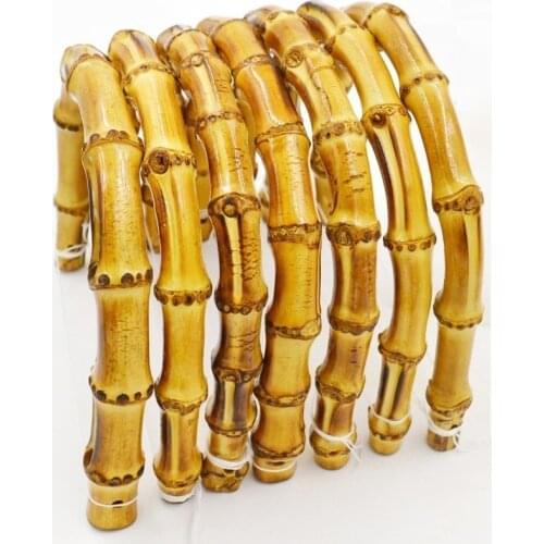 One Pair 18cm Fasten Bamboo Bag Handle Metal Clasp DIY Parts And Accessories Handbag Hanger Bamboo Handles For Bag