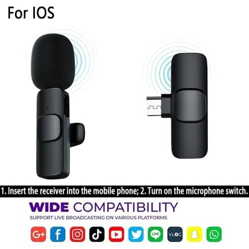 Home Studio Wireless Microphone Video Vlog Shooting Radio Equipment Interview Recording For iphone 12 xiaomi huawei USB-C Mic