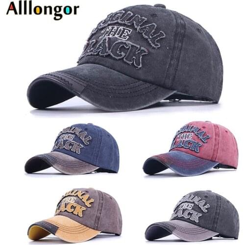 Unisex 2020 Retro Washed Womens Baseball Cap Men Cotton Caps Snapback Hat Bone Gorras Casual Casquette Letter Black Cap