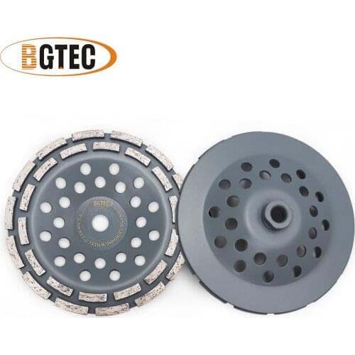 BGTEC 2pcs 7inch Diamond Double Row Grinding Cup Wheel 180mm Grinding discs for concrete, Masonry, Granite marble