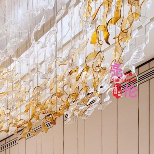 Large-scale shaped hotel lobby floating lights hotel lobby crystal lamp club sales department sand table engineering lights