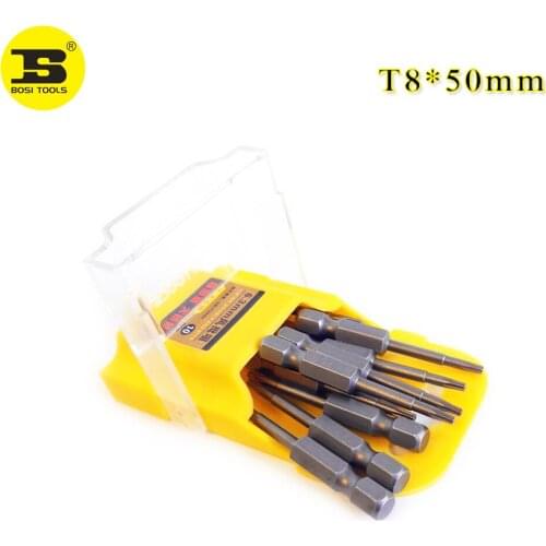 BOSI 10Pieces 1/4 Inch Hex Shank T8 Torx Security Head Screwdriver Drill Bits S2 Steel