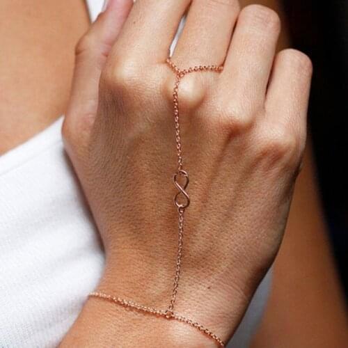 Fashion Finger Bracelet Lucky Number 8 Bohe Hand Link Chain Charm Bracelet Bangle for Women Gold Bracelets Jewelry Gift